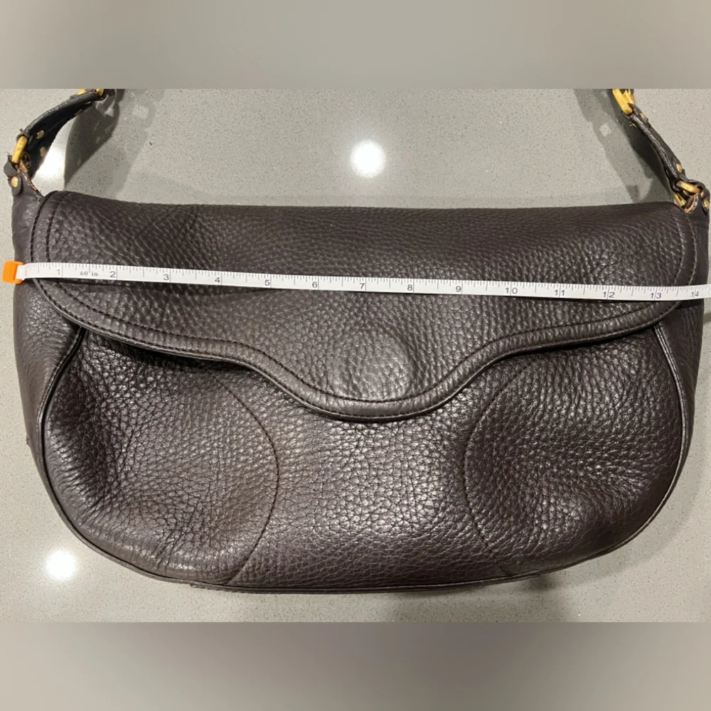 Cole Haan Dark Brown Leather Shoulder Bag With Gold Hardware. - Picture 9 of 13